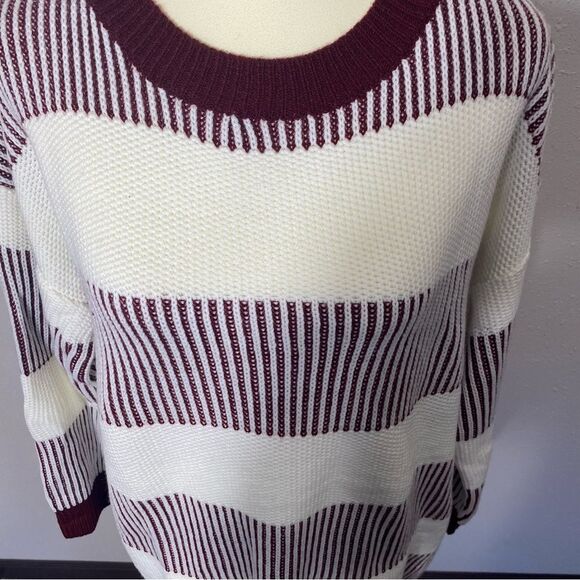 NWT Cupshe Striped Burgundy & White Knit Sweater Tunic / Dress Women's Size M - Picture 12 of 16